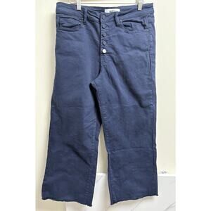 Mica Los Angeles Women’s Blue Khaki Wide Leg Crop Pants Size 30 X 26 High Rise